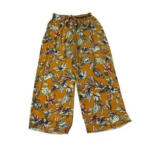 Breeze Ever Women’s L Large Wide Leg Pants Floral Tropical Elastic Waist Belt